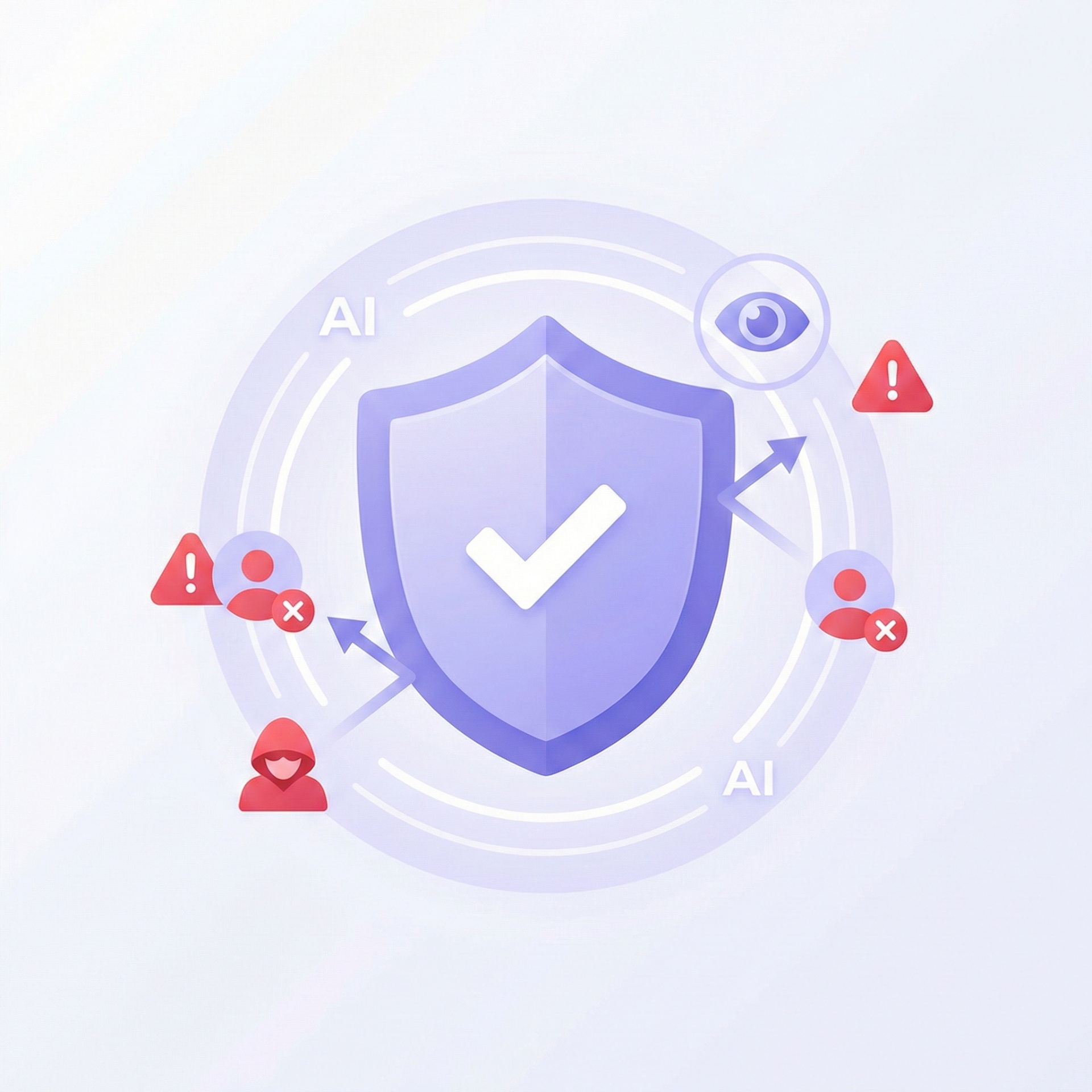 AI-powered shield protecting against scammers and fake profiles with verification checks